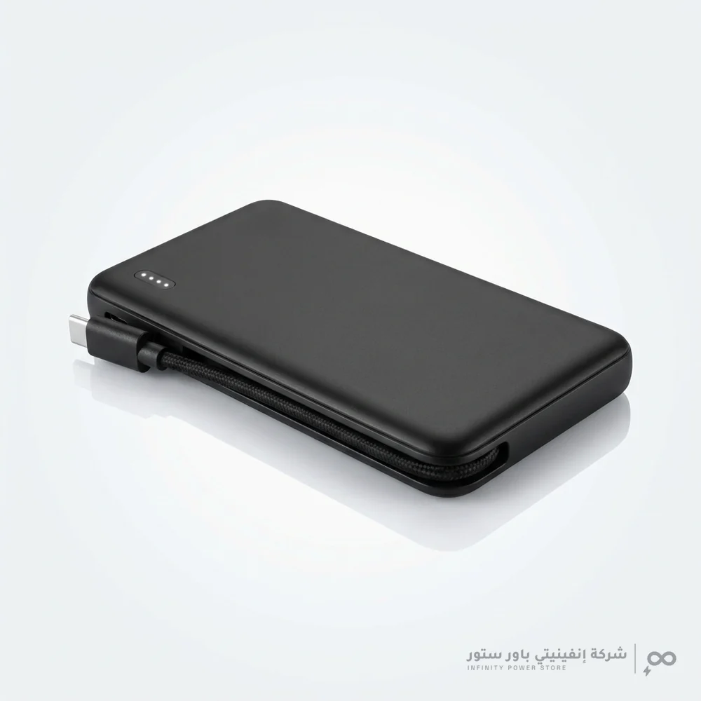 RAVPower Slim Power Bank 10000mAh 20W with Built-in Cable - Black
